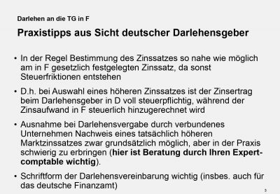 Darlehen an Tochtergesellschaften in Frankreich (Folie 4)